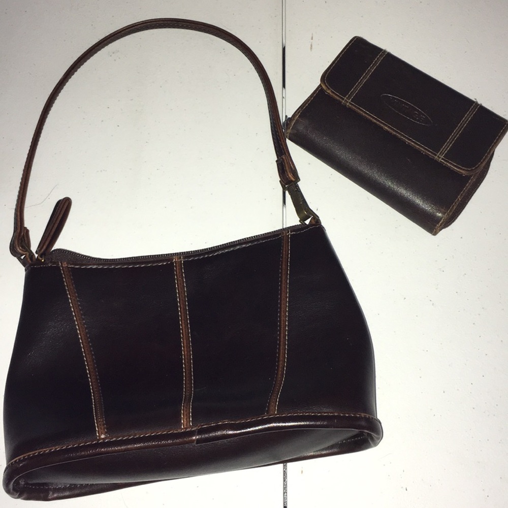 dark brown purse and wallet set